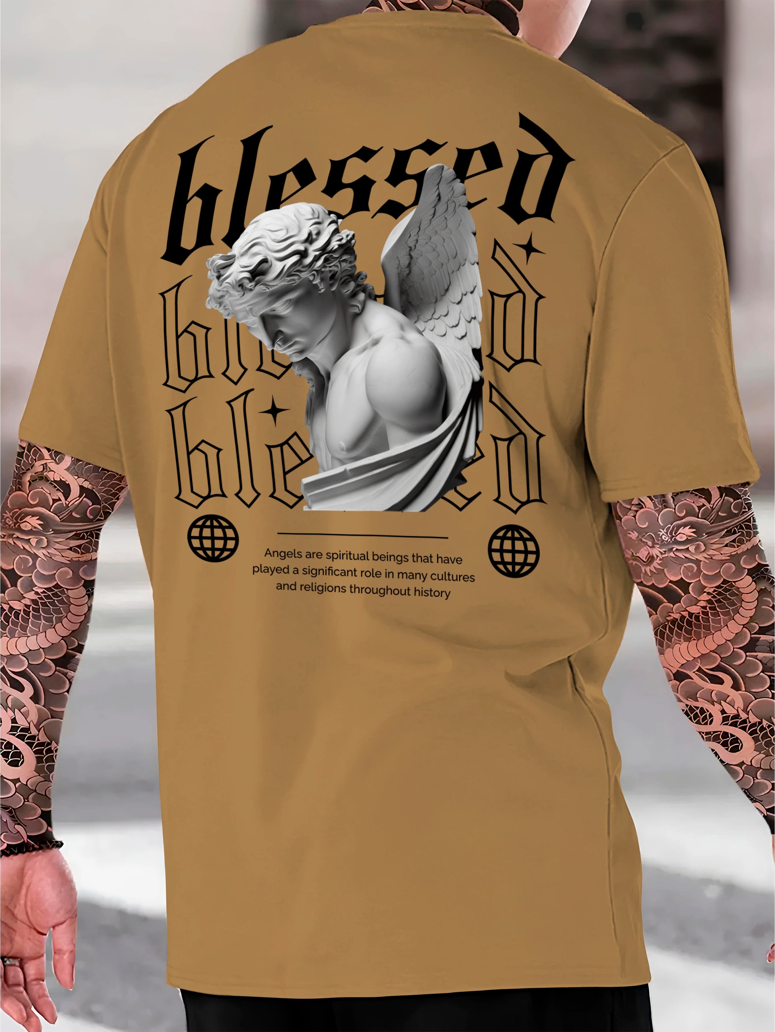 Streetwear Blessed Cotton Shirt Men's T-Shirt
