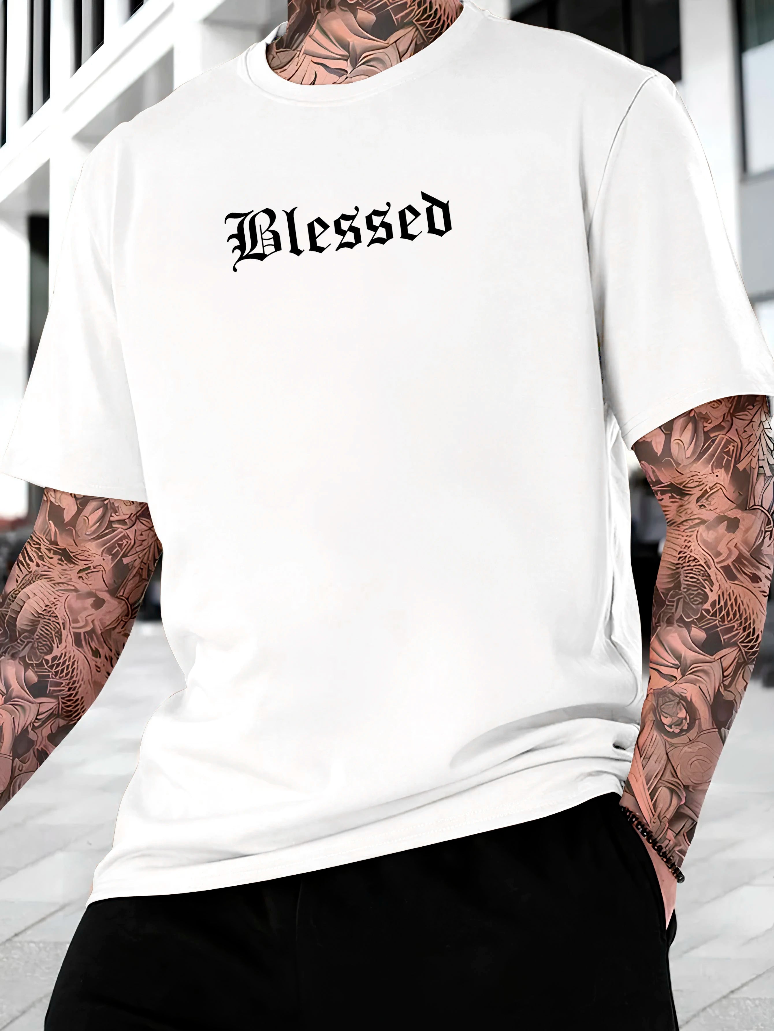Streetwear Blessed Cotton Shirt Men's T-Shirt
