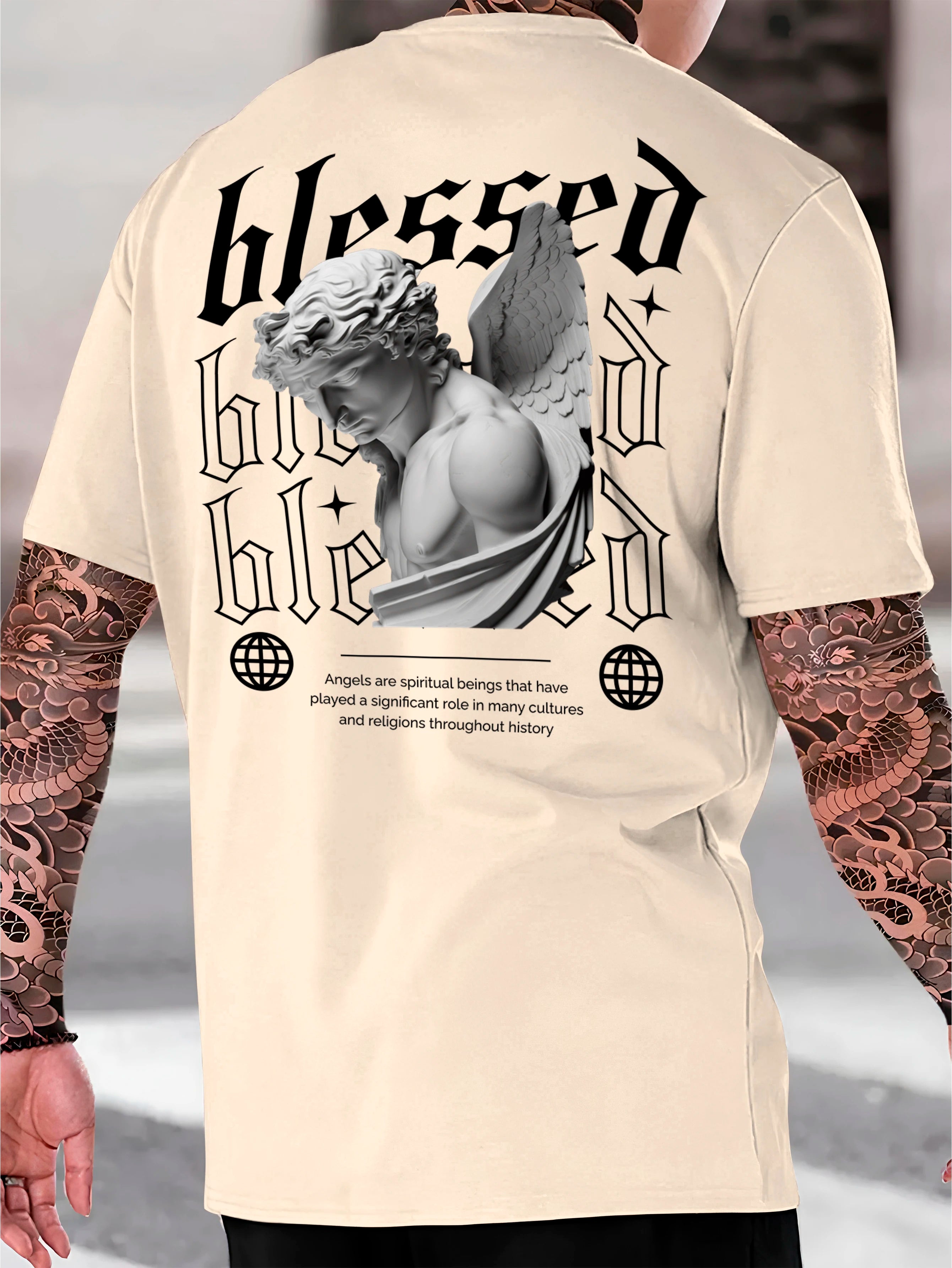 Streetwear Blessed Cotton Shirt Men's T-Shirt