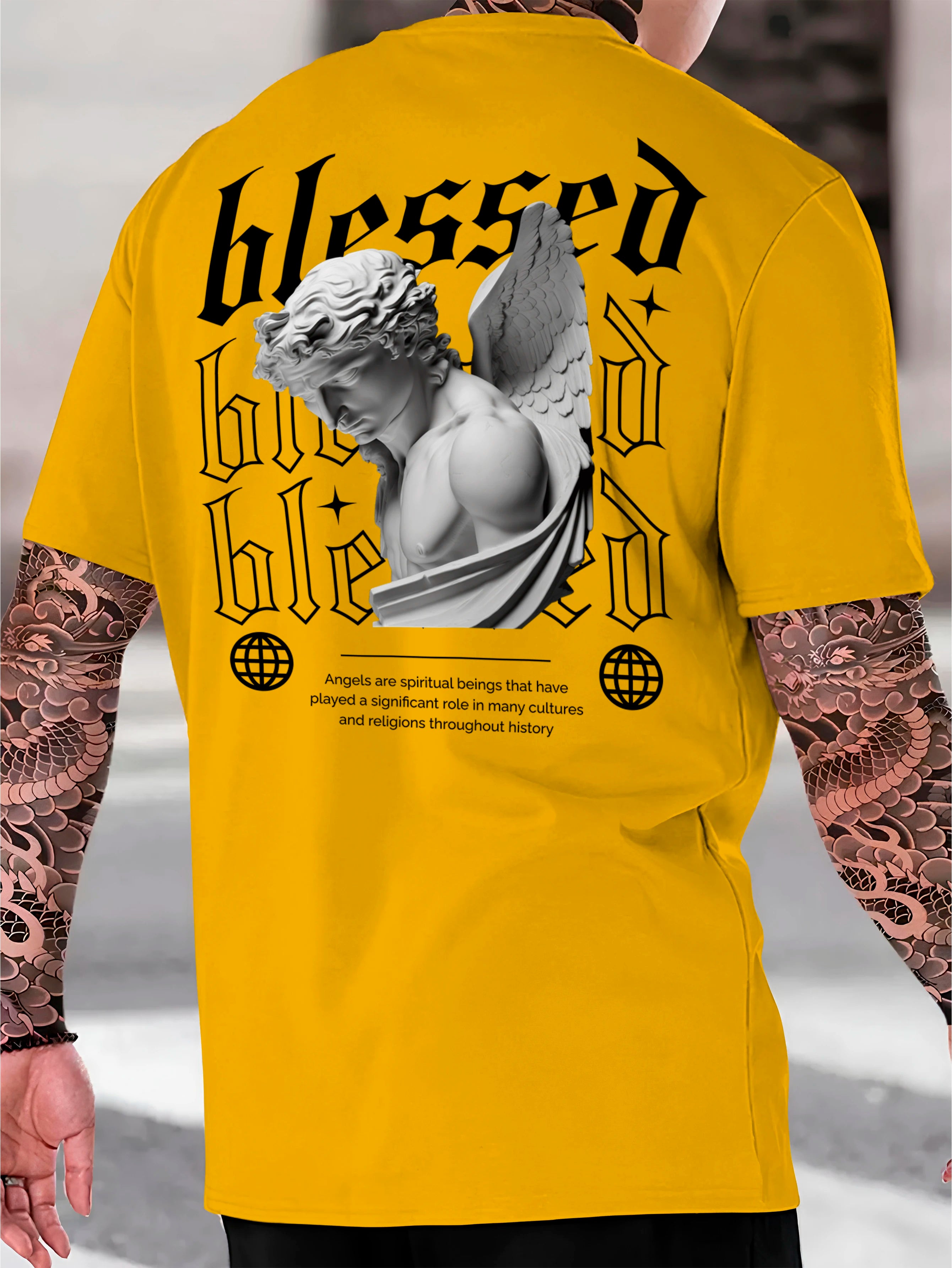Streetwear Blessed Cotton Shirt Men's T-Shirt