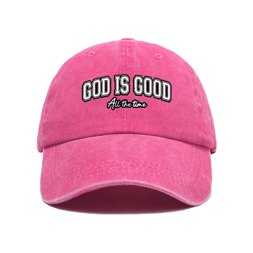 Casquette Chrétienne “God Is Good” – Casquette Vintage en Coton Lavé Ajustable pour Homme & Femme