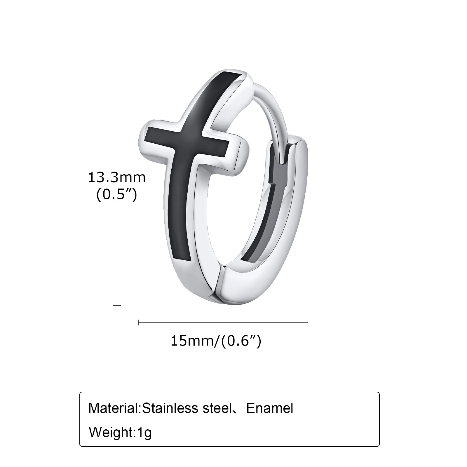 Men Cross Hoop ,  Waterproof ,  Earring Christian Faith Religious