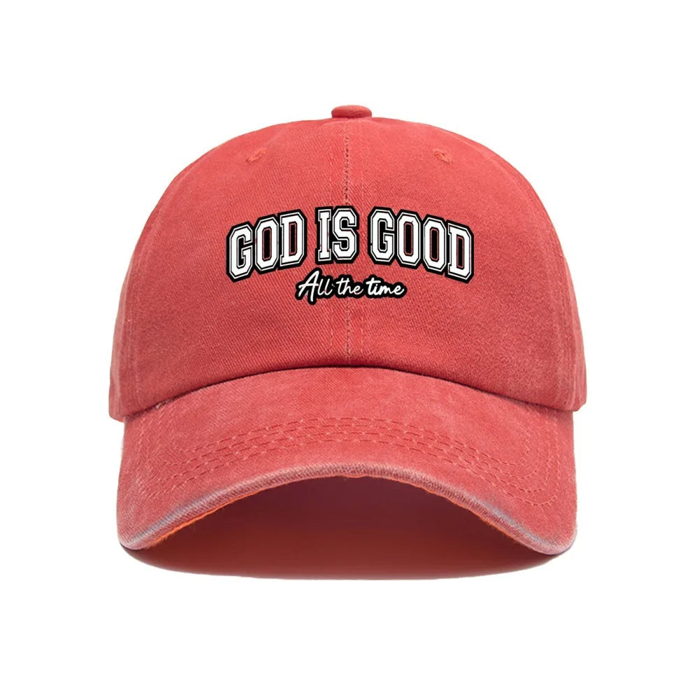 Casquette Chrétienne “God Is Good” – Casquette Vintage en Coton Lavé Ajustable pour Homme & Femme