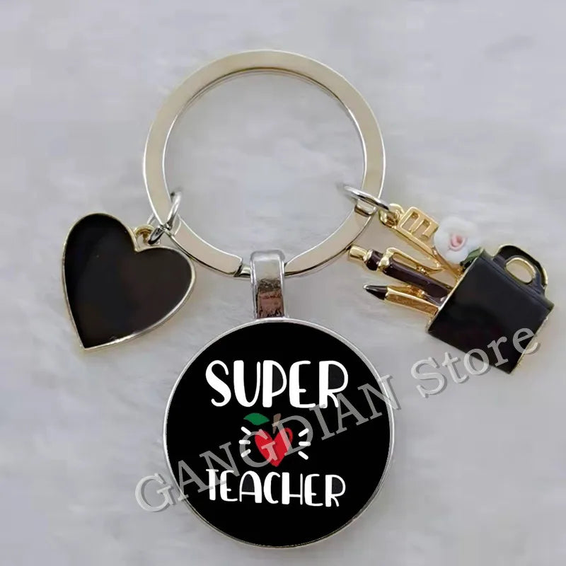 Blessed Teacher, DIY Teacher's Day Gift Keychain Thank You Teacher, Enamel Pen Holder Love Charm Bag Keychain Souvenir