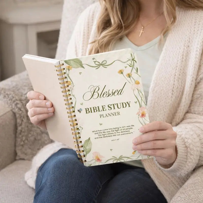 A5 Blessed Bible Study Planner, SOAP Method Christian Journal, Spiral Bound Scripture Prayer Notebook