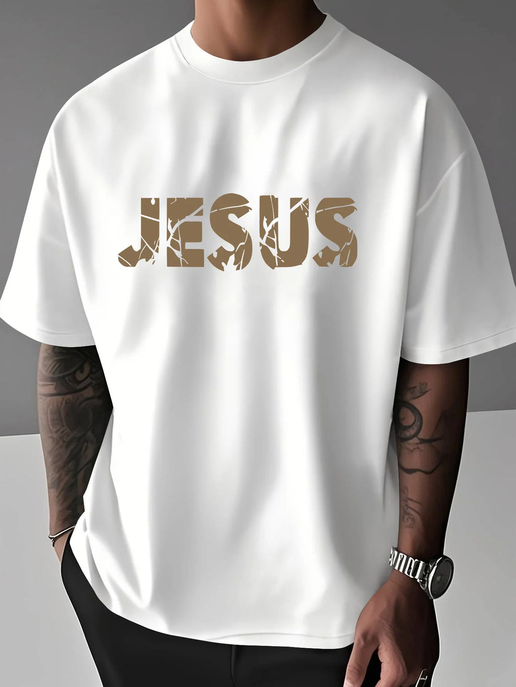 T-Shirt Chrétien Jésus Croix – T-Shirt Homme 100% Coton Style Décontracté et Tendance