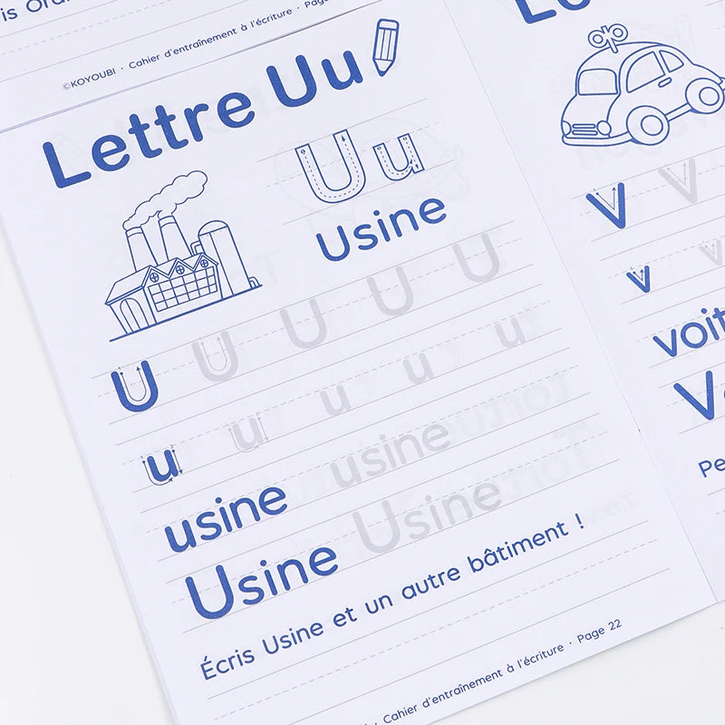 Livre d’Écriture Français pour Enfants – Cahier Éducatif de 32 Pages pour Apprendre en S’amusant et S’éloigner des Écrans