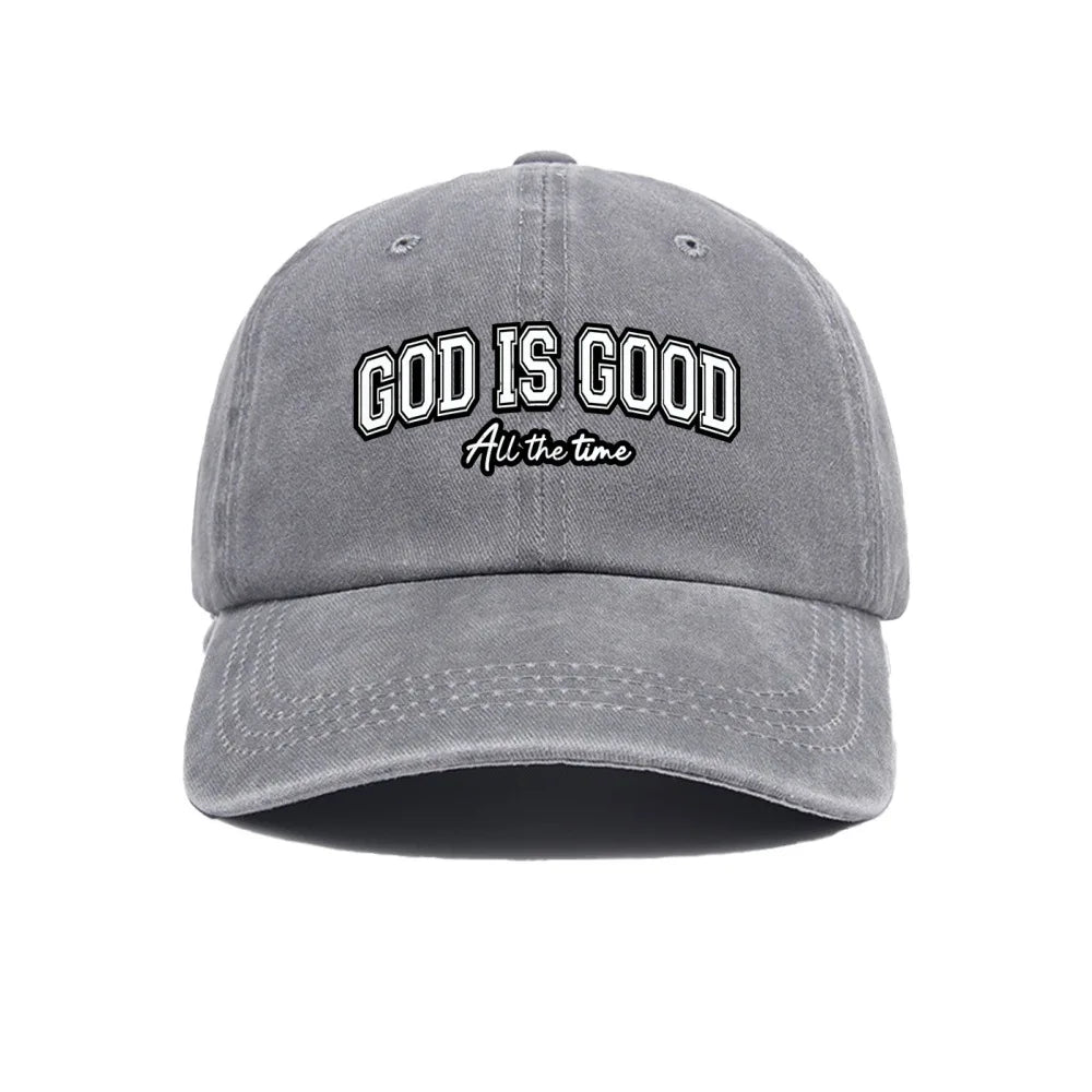 Casquette Chrétienne “God Is Good” – Casquette Vintage en Coton Lavé Ajustable pour Homme & Femme