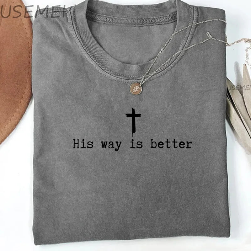T-shirt Christian Jesus Faith Tshirt Casual Short Sleeve Cotton Round Neck T Shirt Oversized Y2k