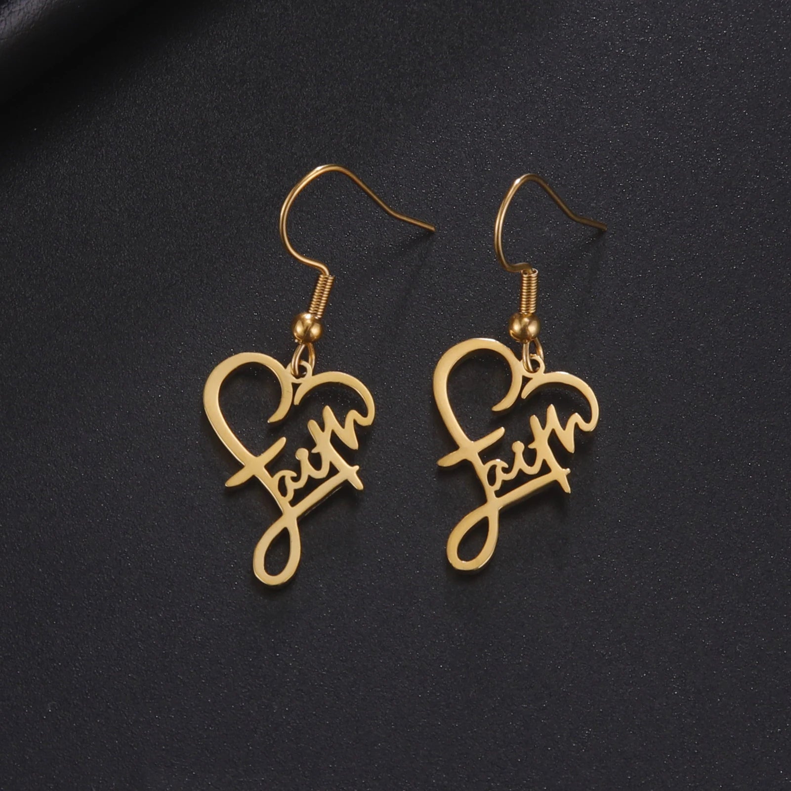 Faith Heart Earrings Stainless Steel Jesus Love Family Dangle Earring Christian Inspirational Jewelry Birthday Gift