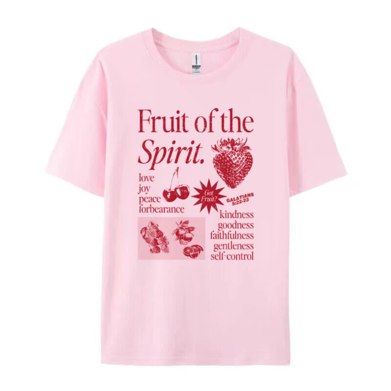 Retro Fruit of Spirit Bible Verse T Shirt Women Men Cool Religious T-Shirts Aesthetic Jesus Faith Tshirts Christian Clothes Gift