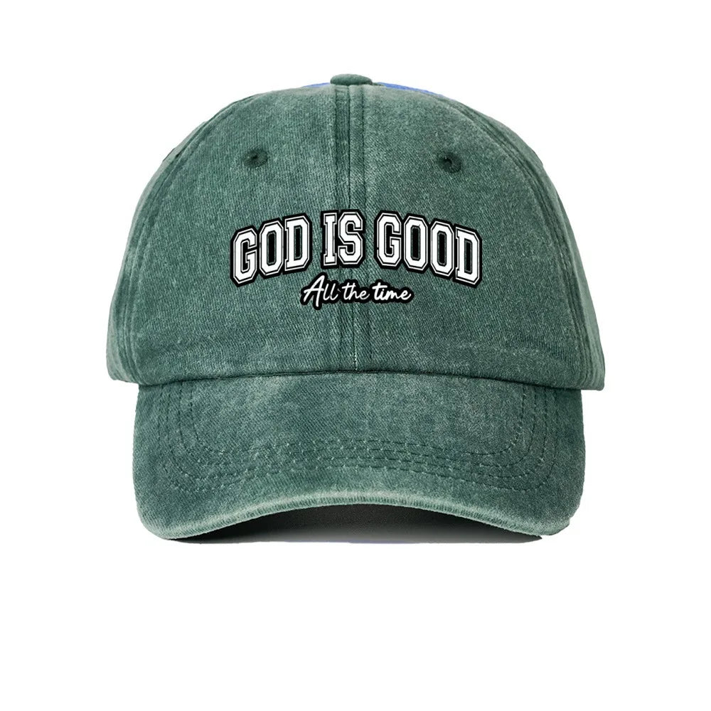 Casquette Chrétienne “God Is Good” – Casquette Vintage en Coton Lavé Ajustable pour Homme & Femme