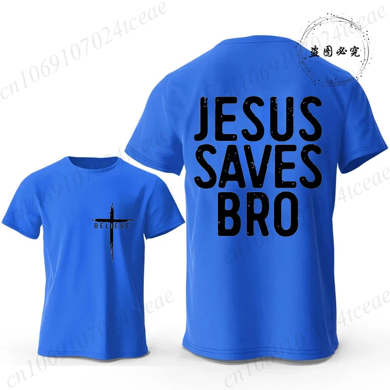 Christian T-shirt Jesus Saves Bro Bible Verse for Men Women Unisex Style Clothing for Women Men Classic Short-sleeve Tee T-shirt
