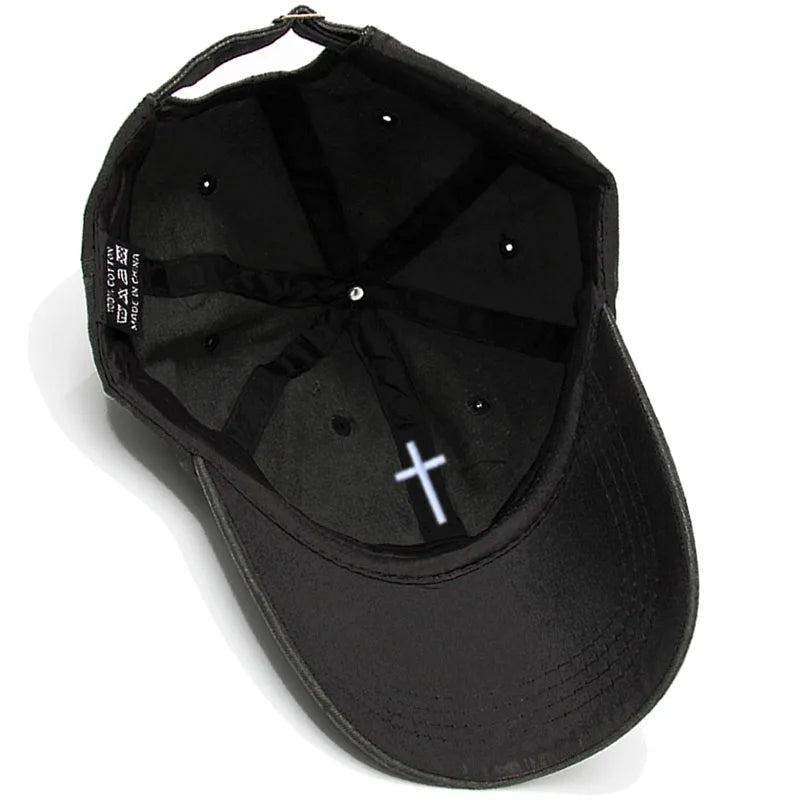 Casquette Baseball Croix Brodée – Casquette Vintage Ajustable en Coton pour Homme & Femme