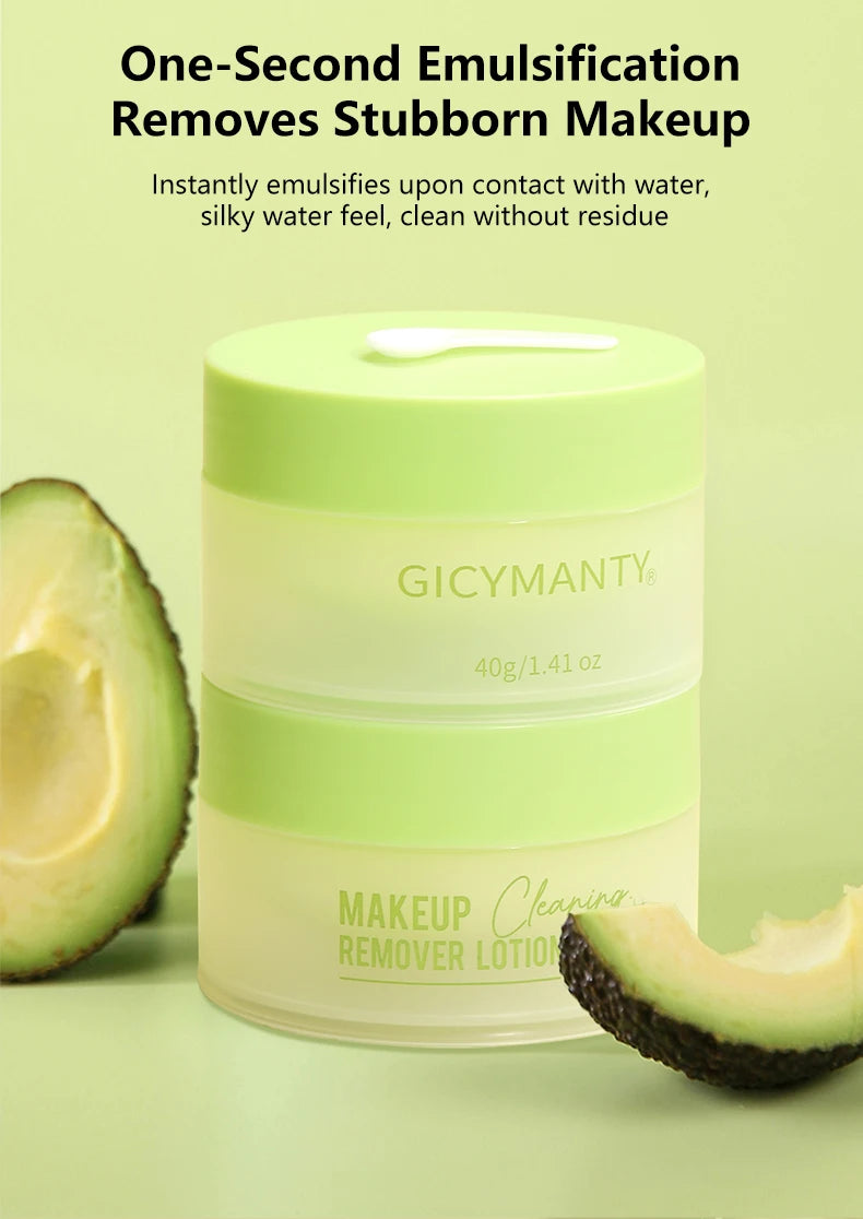 Avocado Makeup Remover Cream for Women's Gentle Cleaning Eye and Lip Makeup Remover Oil Nourishing and Unloading in One