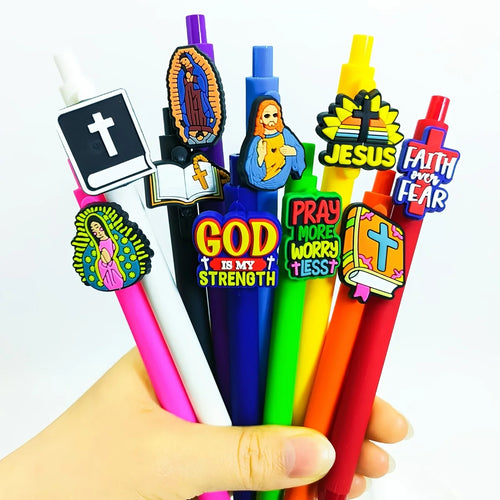 10PCS Jesus series ballpoint pens, religious writing gender-neutral pens, random styles of stationery gifts