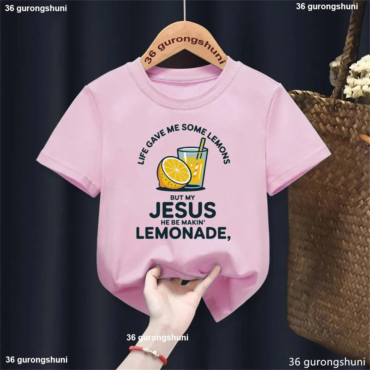New Arriving Kids Tshirt Jesus and Lemonade Graphic Printed T-shirt Girls Fashion Clothes Casual Summer Short Sleeve Tshirt Tops