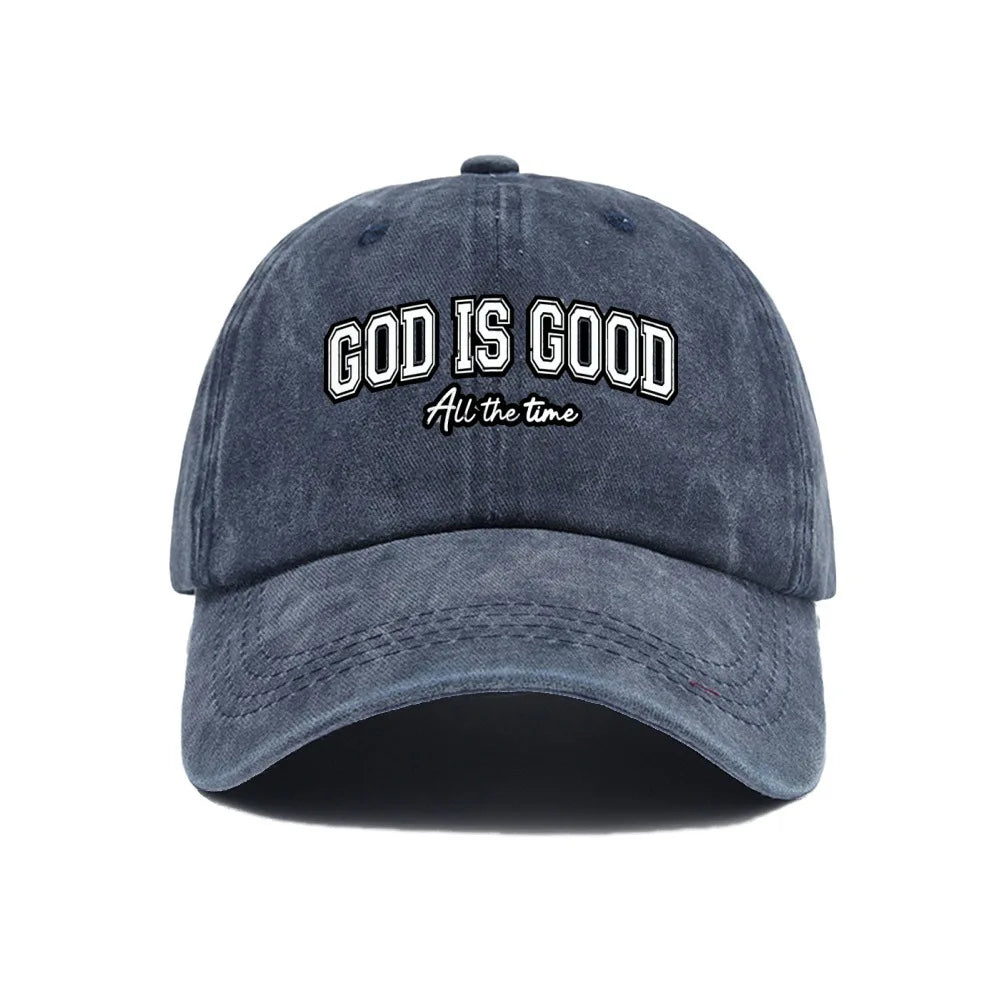 Casquette Chrétienne “God Is Good” – Casquette Vintage en Coton Lavé Ajustable pour Homme & Femme