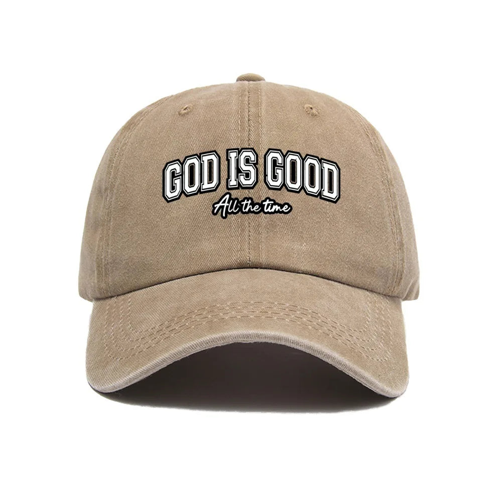Casquette Chrétienne “God Is Good” – Casquette Vintage en Coton Lavé Ajustable pour Homme & Femme