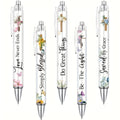 5 Pcs Christian Inspirational Quotes Ballpoint Pen Set - Men's and Women's Retractable Office Ink Pens