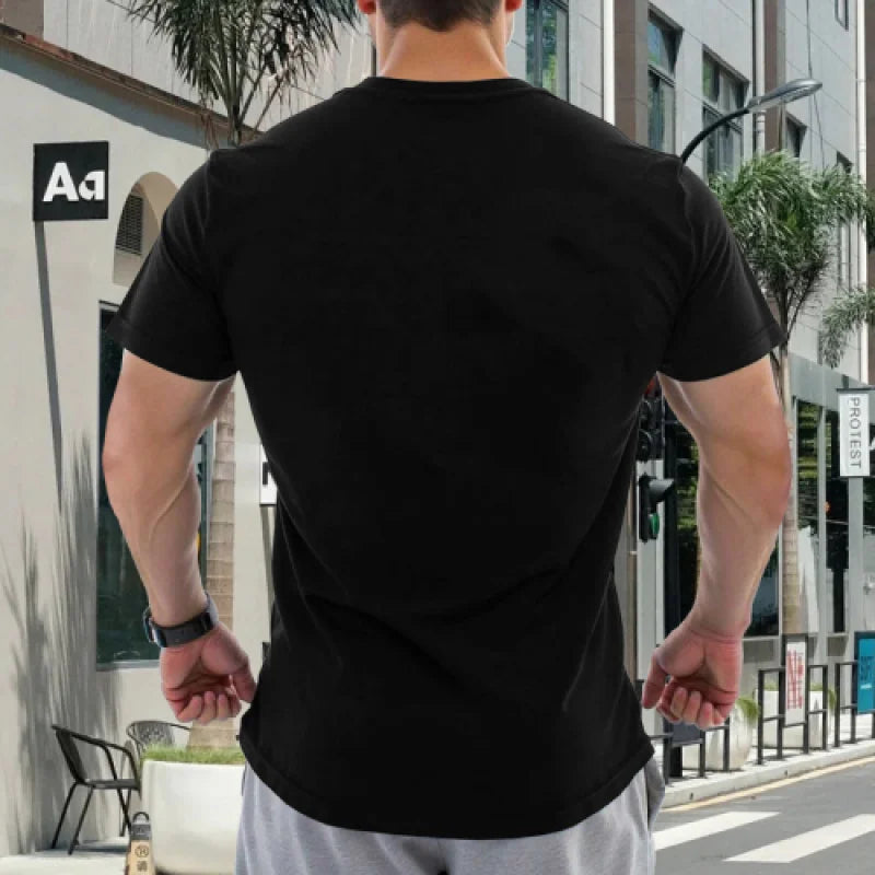 Funny Jesus Cross Print Men's Athletic Fit Short Sleeve T-Shirt, Cotton Crew Neck Top for Active Lifestyles, Gym to Casual Wear