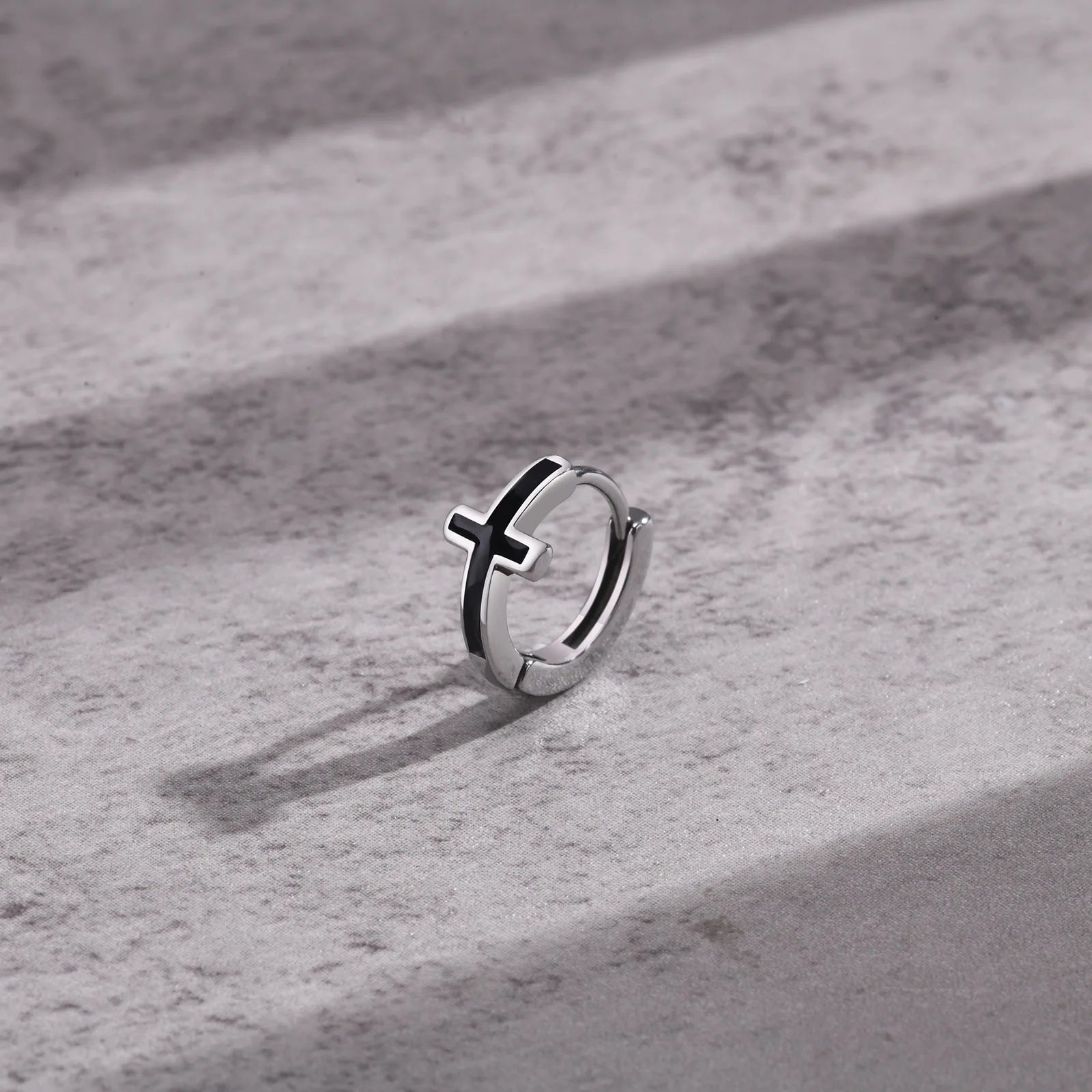 Men Cross Hoop ,  Waterproof ,  Earring Christian Faith Religious