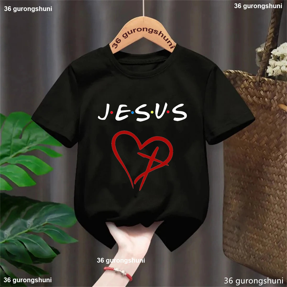New Fashion Hot Sale Love Jesus Graphic Print T-Shirt Boys Girls Gift Tshirt Kids Clothes Flowers Tshirt Tee Harajuku Tops
