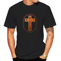 Funny Jesus Cross Print Men's Athletic Fit Short Sleeve T-Shirt, Cotton Crew Neck Top for Active Lifestyles, Gym to Casual Wear