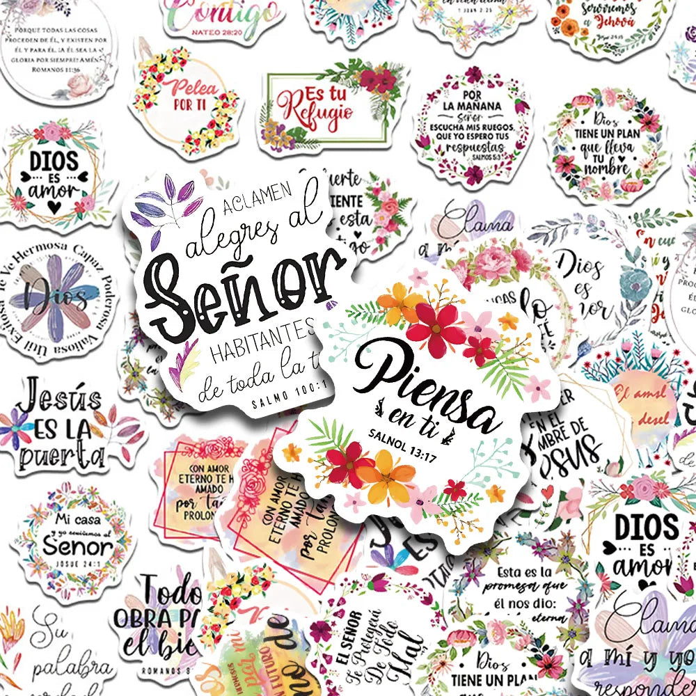 50pcs Spanish Motivational Quotes Stickers Decals For Phone Scrapbook Skateboard Helmet DIY Aesthetic Waterproof Stickers