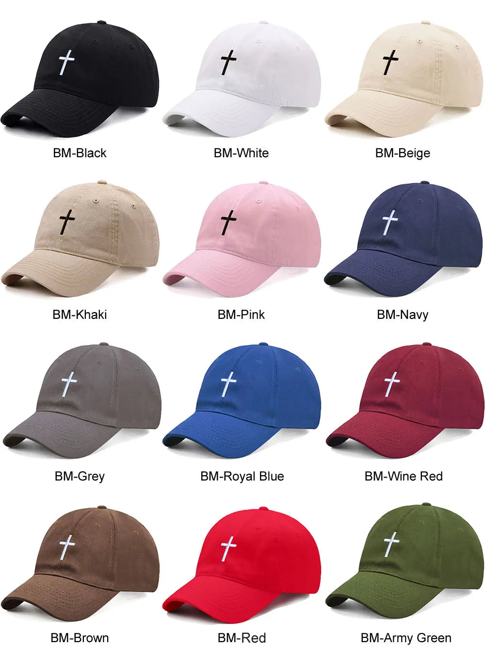 Casquette Baseball Croix Brodée – Casquette Vintage Ajustable en Coton pour Homme & Femme