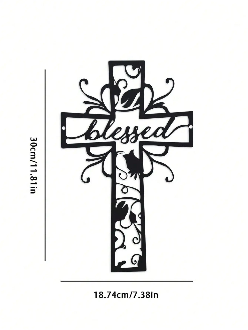 Blessed Metal Cross Wall Art - Home Decor, Love Theme, Ideal for Home, Office, Kitchen - Outdoor Wall Decor for Valentine'S Day