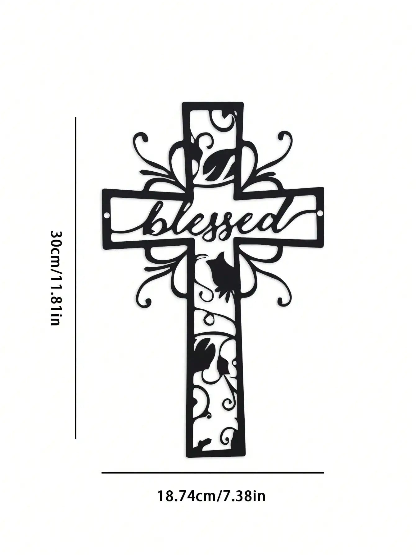 Blessed Metal Cross Wall Art - Home Decor, Love Theme, Ideal for Home, Office, Kitchen - Outdoor Wall Decor for Valentine'S Day