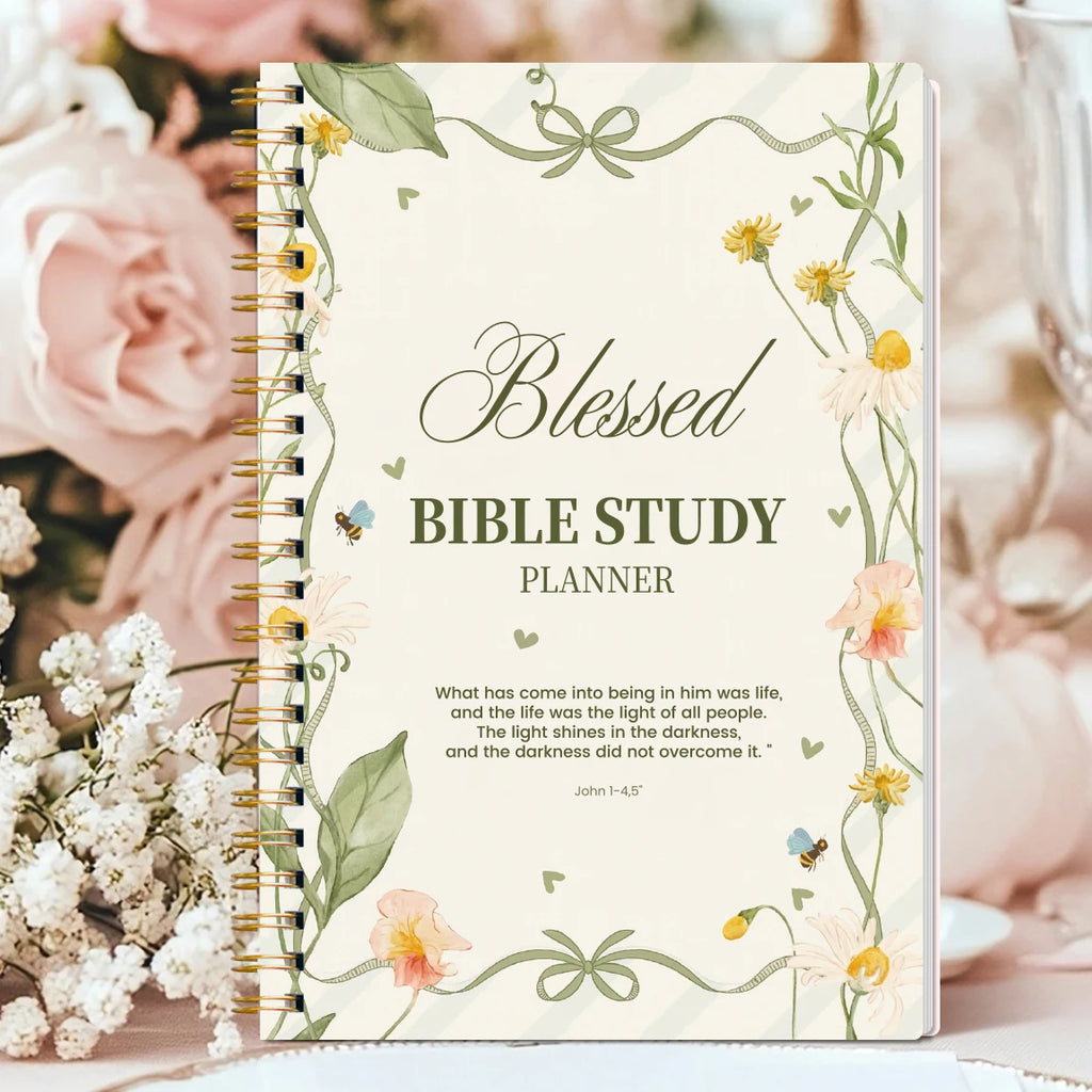 A5 Blessed Bible Study Planner, SOAP Method Christian Journal, Spiral Bound Scripture Prayer Notebook
