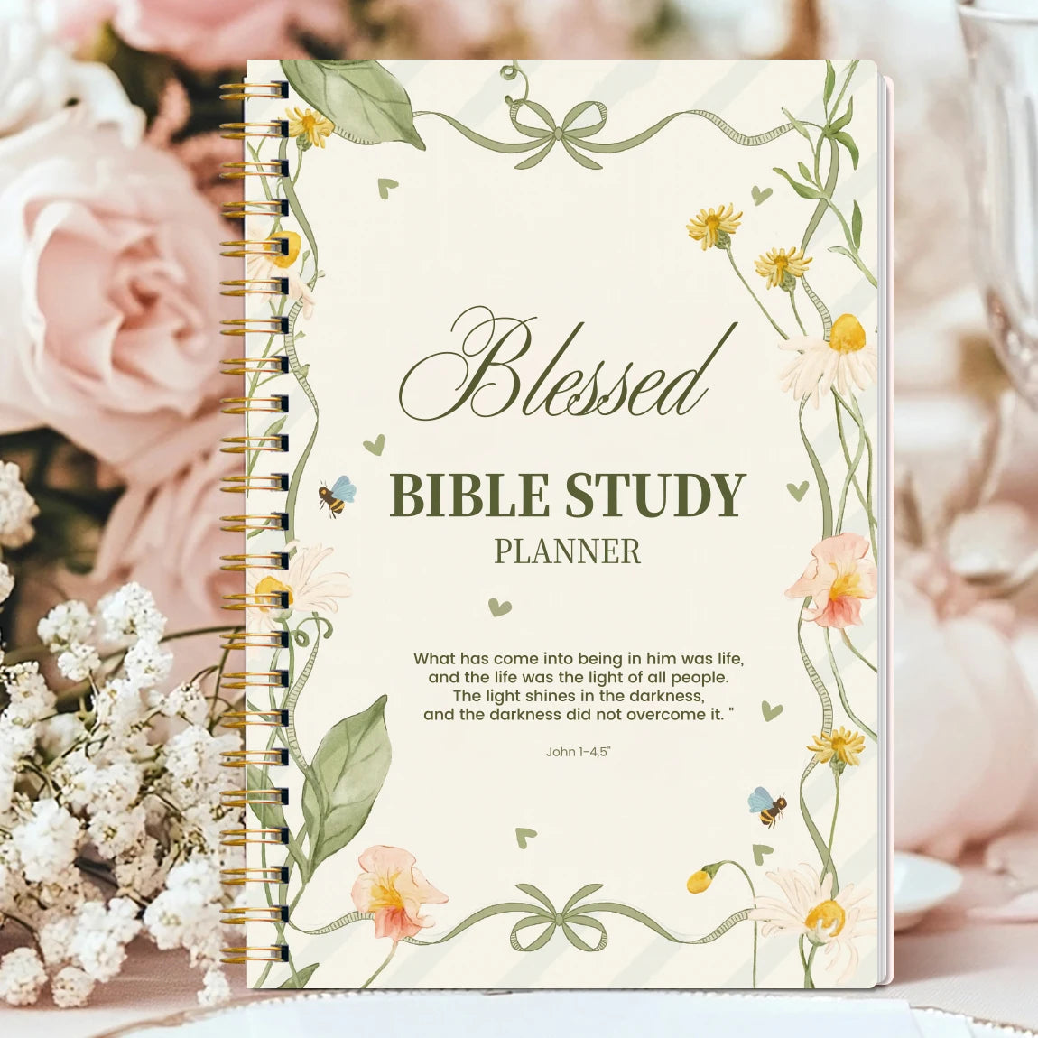 A5 Blessed Bible Study Planner, SOAP Method Christian Journal, Spiral Bound Scripture Prayer Notebook