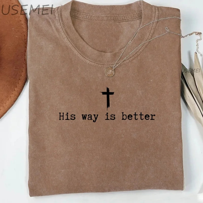 T-shirt Christian Jesus Faith Tshirt Casual Short Sleeve Cotton Round Neck T Shirt Oversized Y2k