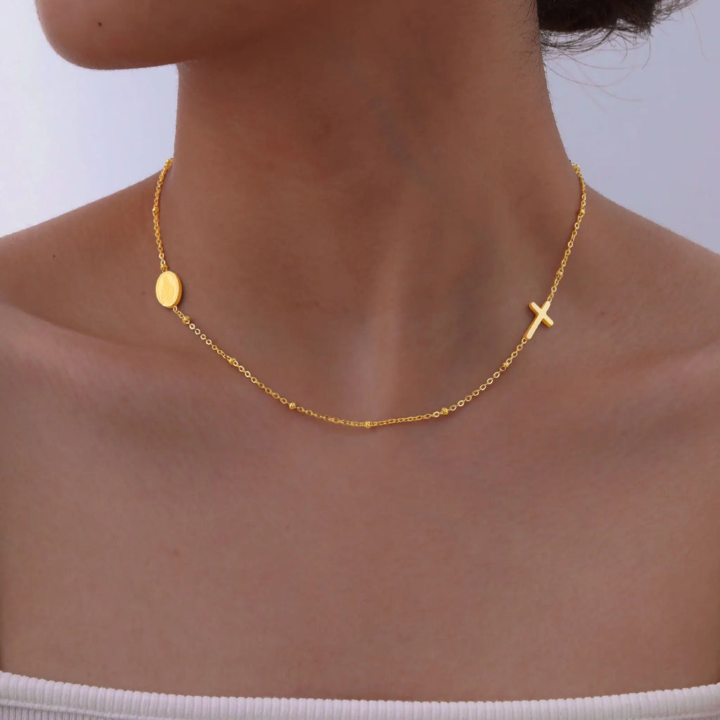 Christian  Cross Necklace For Women Stainless Steel Jewelry Saint Benedict Chain Lady Girlfriend Valentine's Day Gift