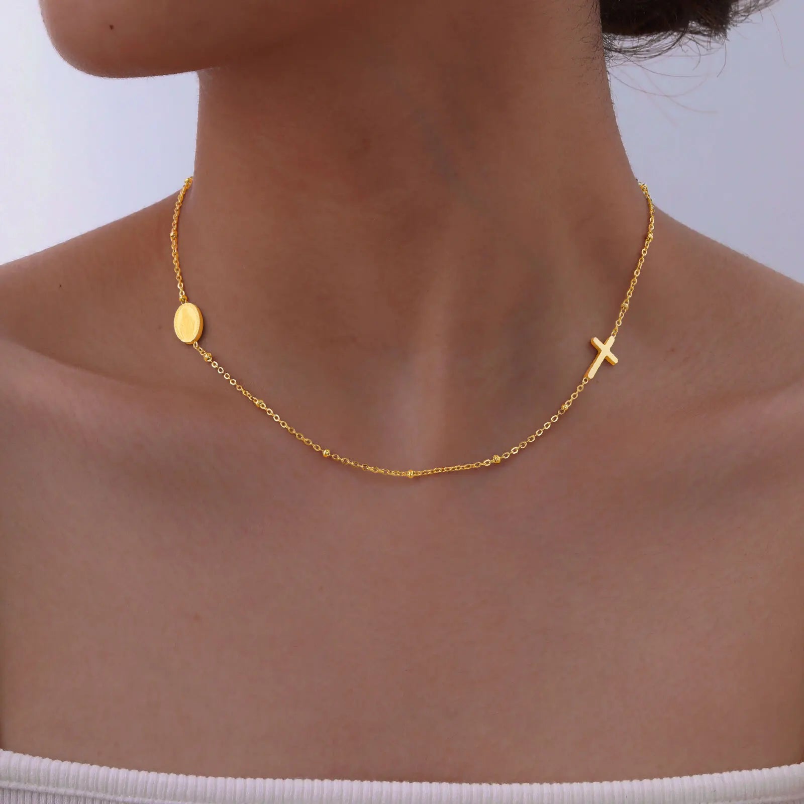 Christian  Cross Necklace For Women Stainless Steel Jewelry Saint Benedict Chain Lady Girlfriend Valentine's Day Gift