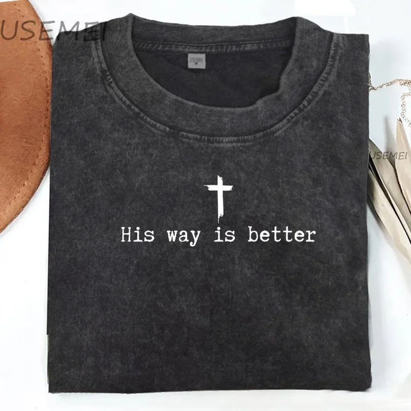 T-shirt Christian Jesus Faith Tshirt Casual Short Sleeve Cotton Round Neck T Shirt Oversized Y2k