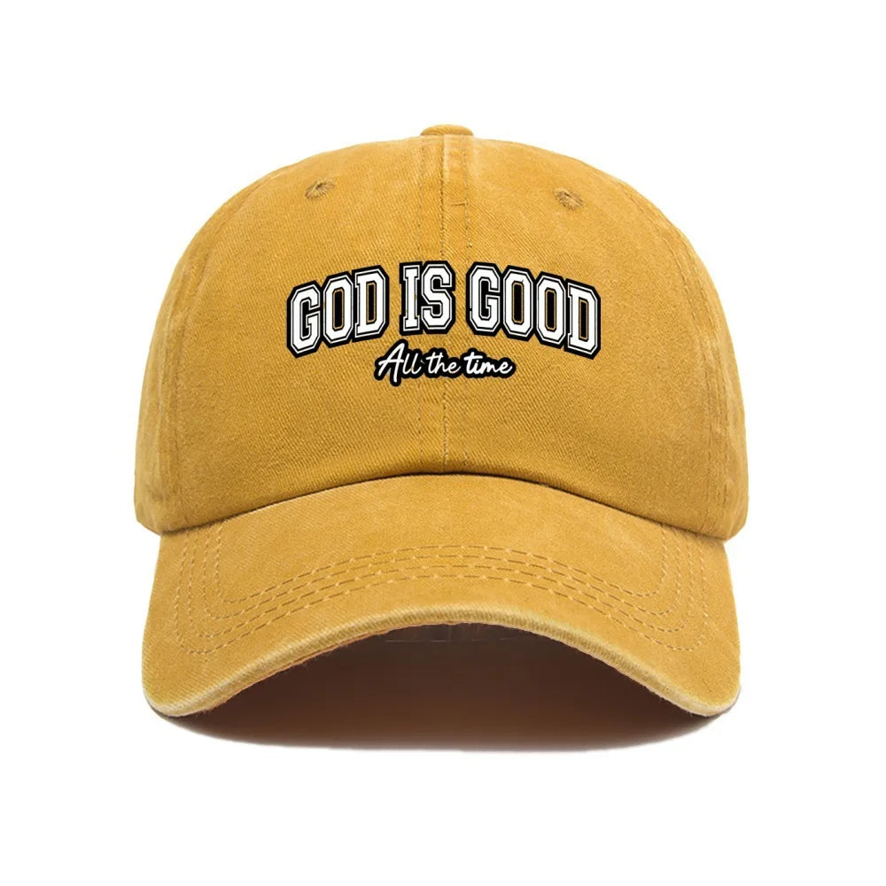 Casquette Chrétienne “God Is Good” – Casquette Vintage en Coton Lavé Ajustable pour Homme & Femme