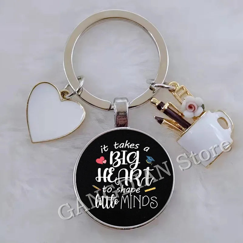 Blessed Teacher, DIY Teacher's Day Gift Keychain Thank You Teacher, Enamel Pen Holder Love Charm Bag Keychain Souvenir