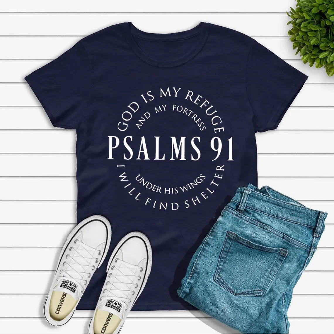God Is My Refuge Psalms 91 Christian Shirt Christ Jesus Shirts Women's T-shirts Short Sleeve Religious Tshirt Jesus Love Tees