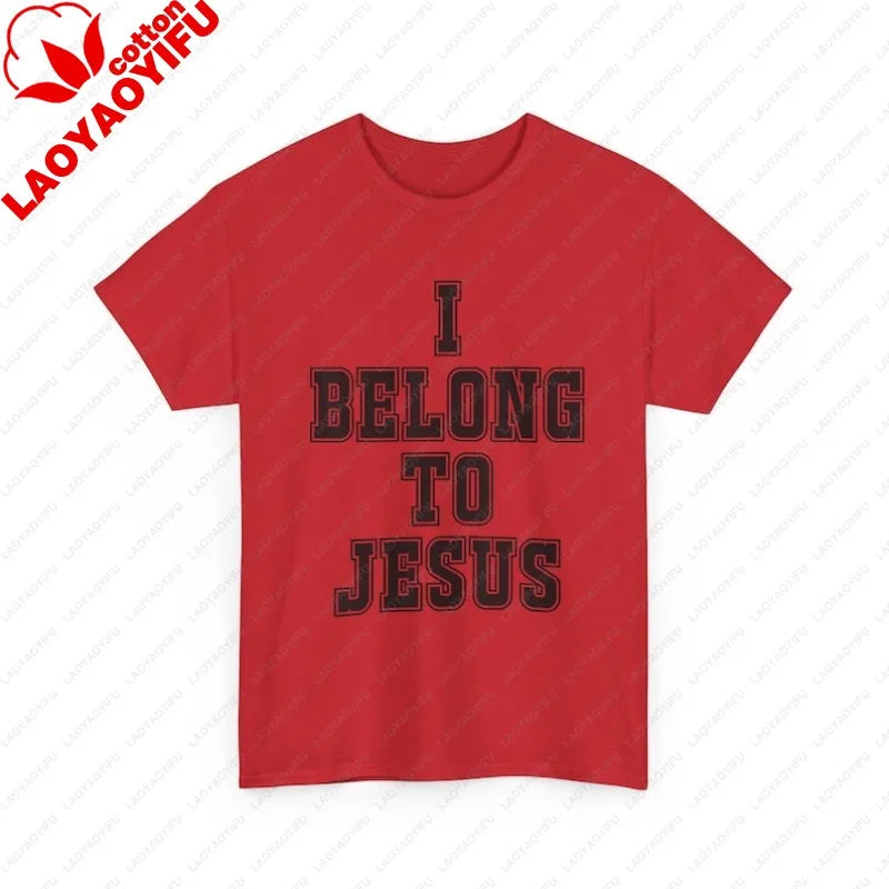 I Belong To Jesus T-Shirt Christian Faith Tee Religious Typography Graphic T Shirts Women Clothes High Quality Cotton Casual Top