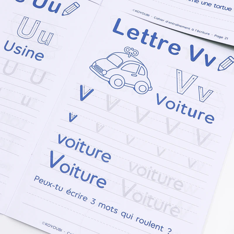 Livre d’Écriture Français pour Enfants – Cahier Éducatif de 32 Pages pour Apprendre en S’amusant et S’éloigner des Écrans