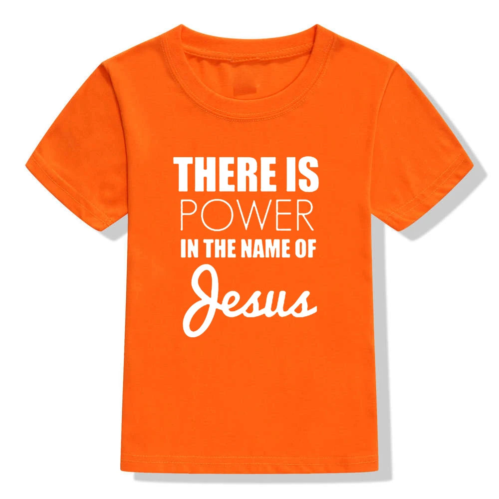 There Is Power In The Name of Jesus Kids Girls Boys Short Sleeve T-shirt Shirt Children Summer Clothing Tops Clothes Casual Tees