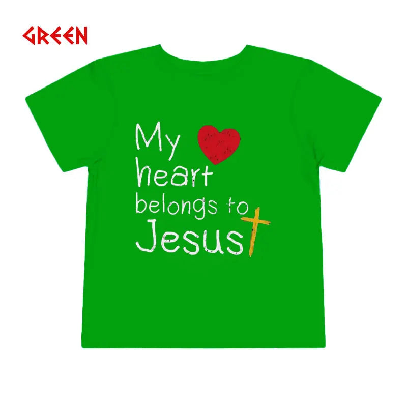 Kids My Heart Belongs To Jesus Jeugd-T-shirt Christelijke Kinder Op Geloof Gebaseerd Jezus-shirt High Quality Cotton Soft Tees