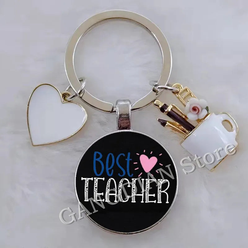 Blessed Teacher, DIY Teacher's Day Gift Keychain Thank You Teacher, Enamel Pen Holder Love Charm Bag Keychain Souvenir