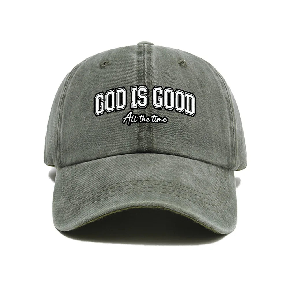 Casquette Chrétienne “God Is Good” – Casquette Vintage en Coton Lavé Ajustable pour Homme & Femme