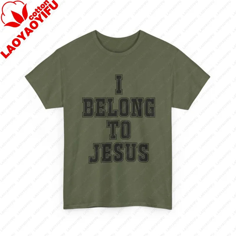 I Belong To Jesus T-Shirt Christian Faith Tee Religious Typography Graphic T Shirts Women Clothes High Quality Cotton Casual Top