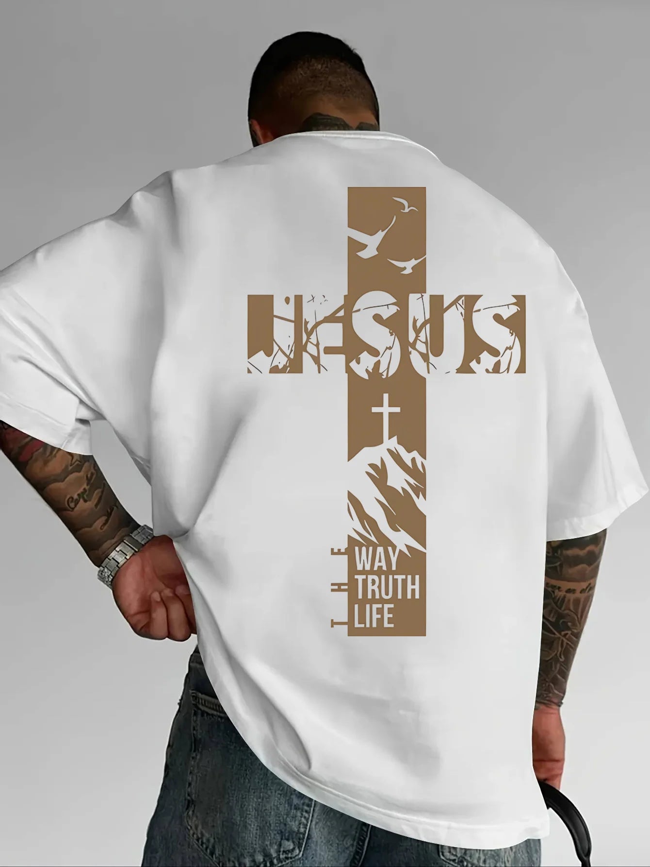 T-Shirt Chrétien Jésus Croix – T-Shirt Homme 100% Coton Style Décontracté et Tendance