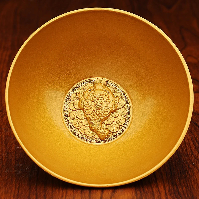 Blessing Bowl Golden Spiritual Decorative Fu Bowl Ornament Wealth Attracting Bowl Collection Bring Good Luck Desktop Decoration